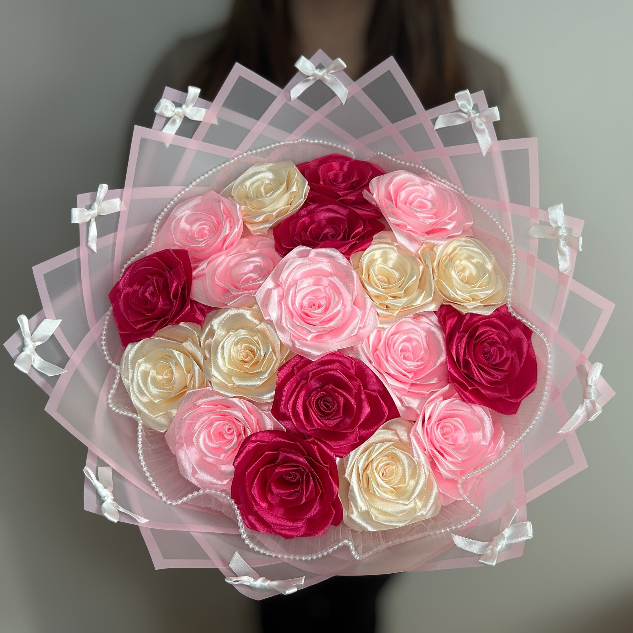 Kytice růží – 19 ks – Mašlička