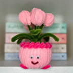 Usměvavý květináč s tulipány – růžový