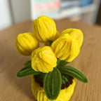 Usměvavý květináč s tulipány – žlutý